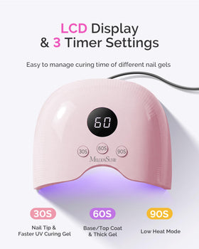 MelodySusie in-use with hand inside lamp for hands-free, sensor-activated curing