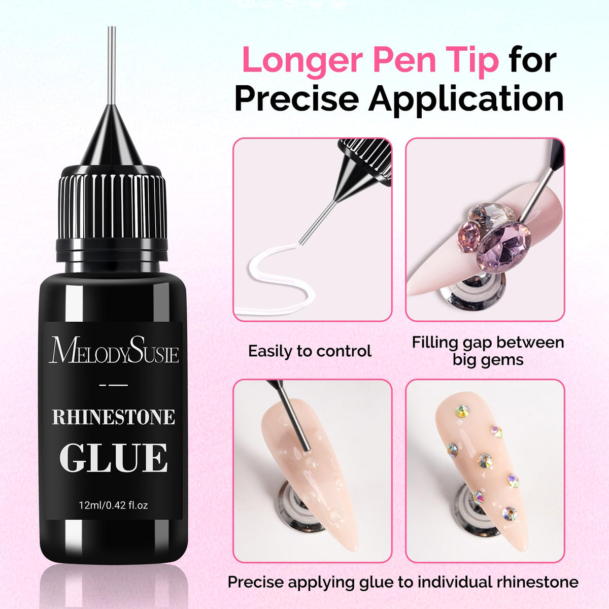 MelodySusie lamp curing rhinestones on fingernails for fast secure adhesion