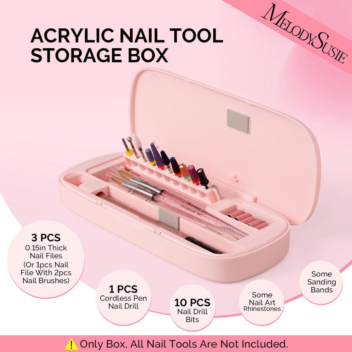 MelodySusie interior compartments detail with silicone pads protecting nail tools