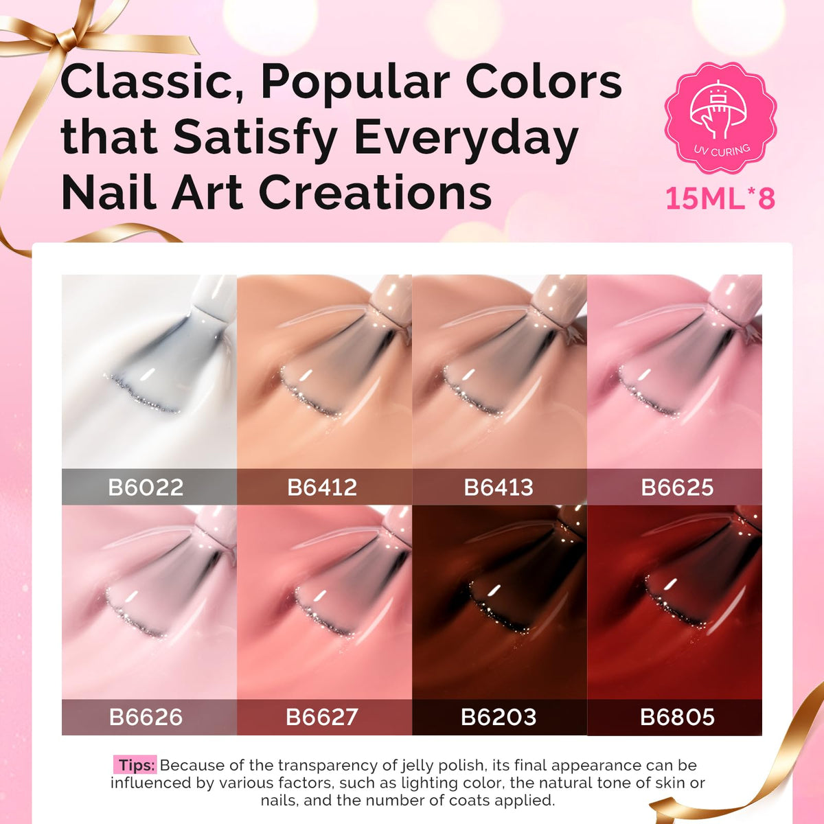MelodySusie jelly gel bottles arranged showing color range and layering possibilities