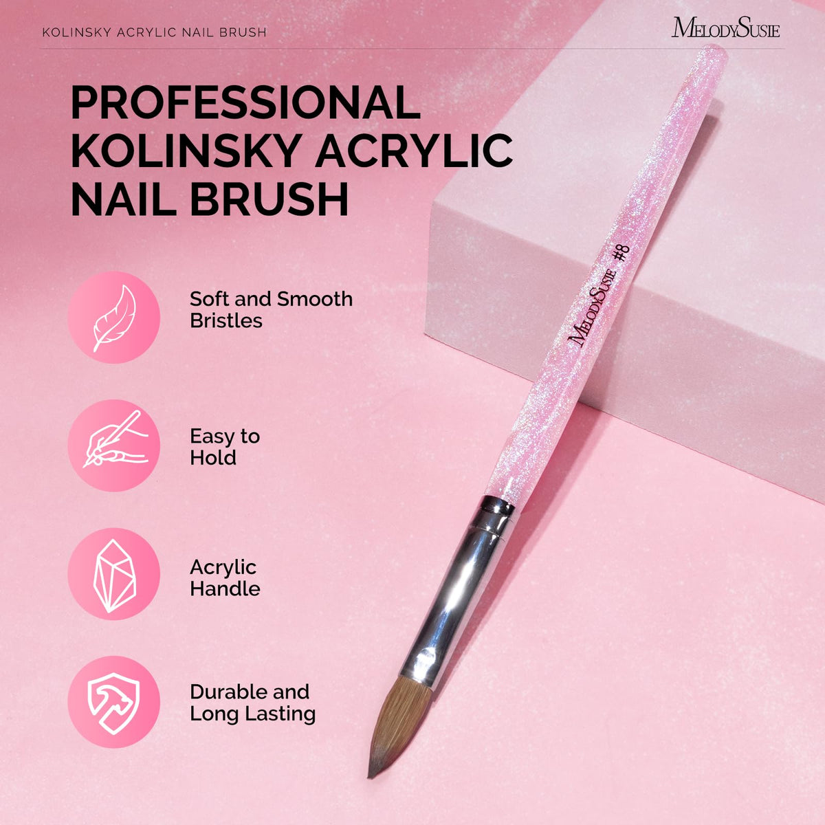 MelodySusie close-up of Kolinsky bristles highlighting smooth tip and precise control