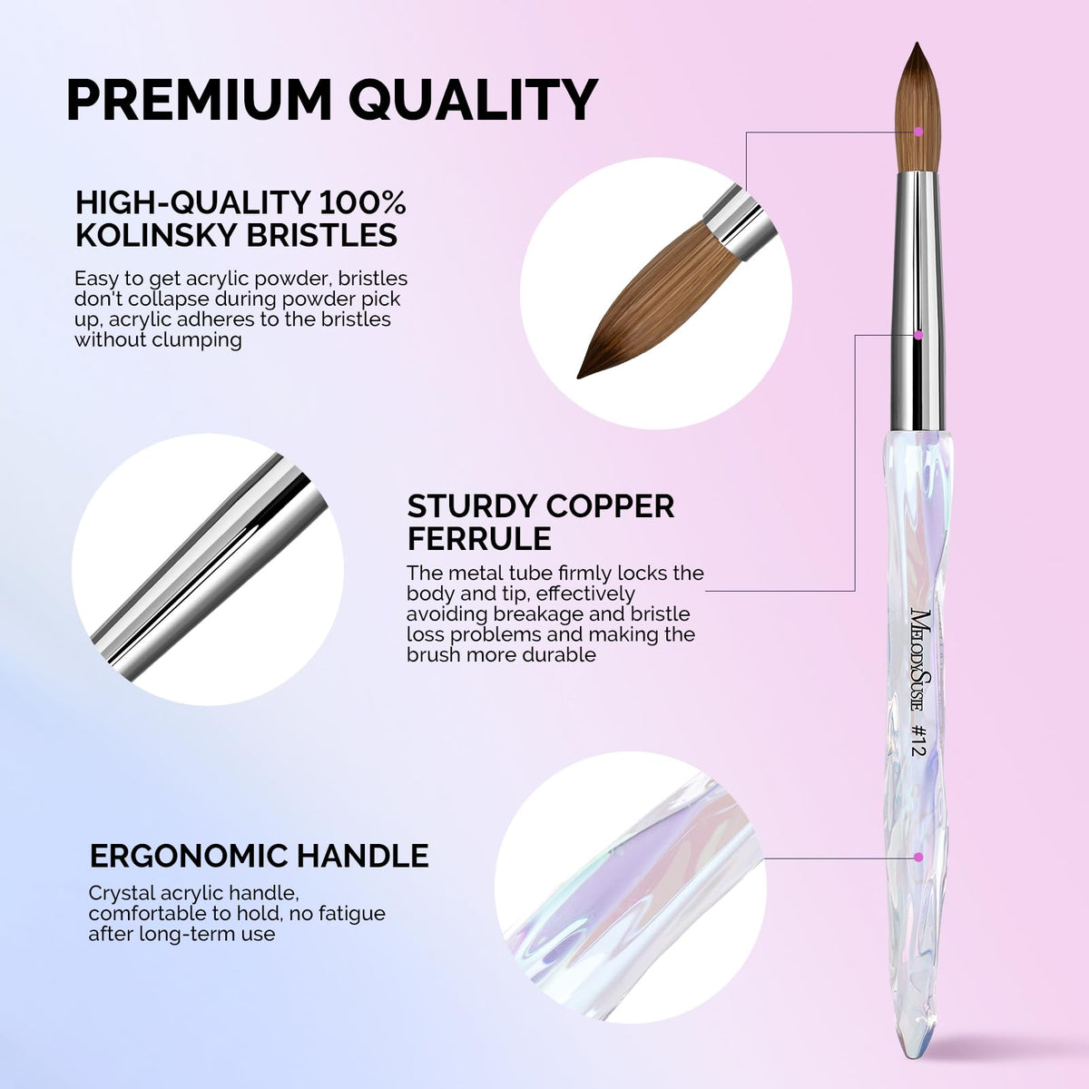 MelodySusie handle detail with ombré-transparent grip for ergonomic comfort