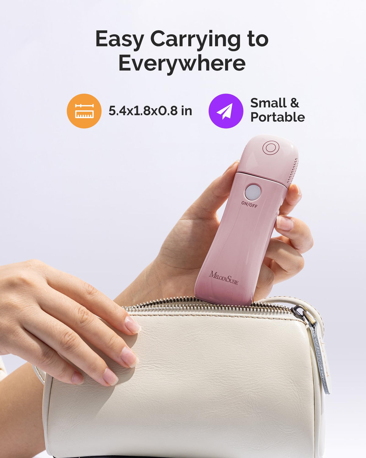 MelodySusie lamp in travel pouch showing portability and ready-on-the-go nail fixes
