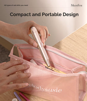 MelodySusie metal bits and sanding bands laid out for versatile nail shaping and polishing