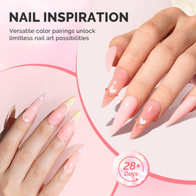 MelodySusie before-and-after nail extension showing added strength and length