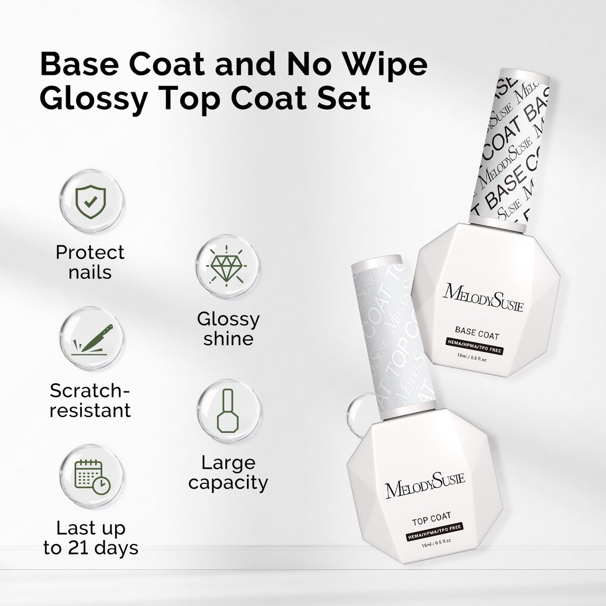 MelodySusie no-wipe top coat cured to mirror-like gloss that resists dulling