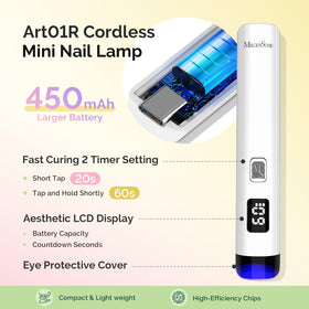 MelodySusie P-ART01R handheld lamp in hand demonstrating portability and precision
