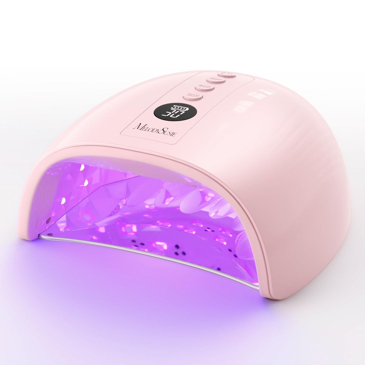 MelodySusie lamp front view showing compact design and fast curing benefit