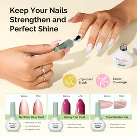 MelodySusie plant-based gel polish bottles arranged to display popular color range