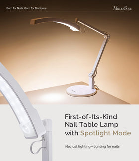 MelodySusie lamp head close-up highlighting inward-curved design for focused illumination