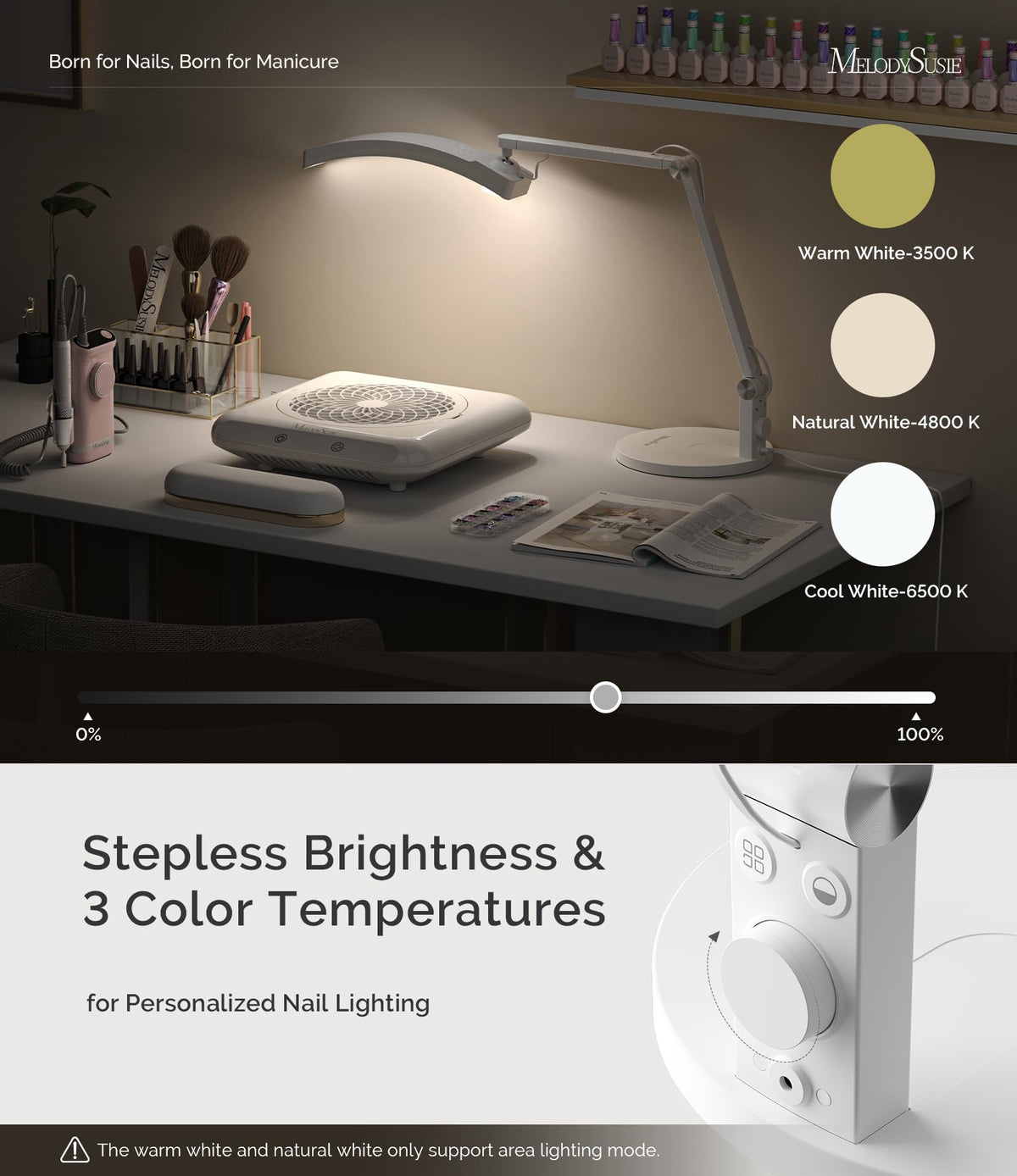 MelodySusie lamp in salon setting illustrating professional ambience and client comfort benefit