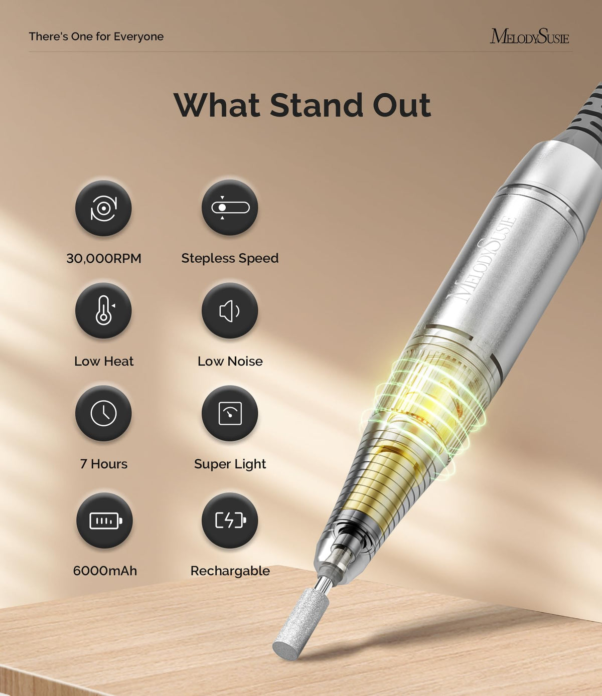 MelodySusie close-up of pen handpiece for comfortable grip and reduced fatigue