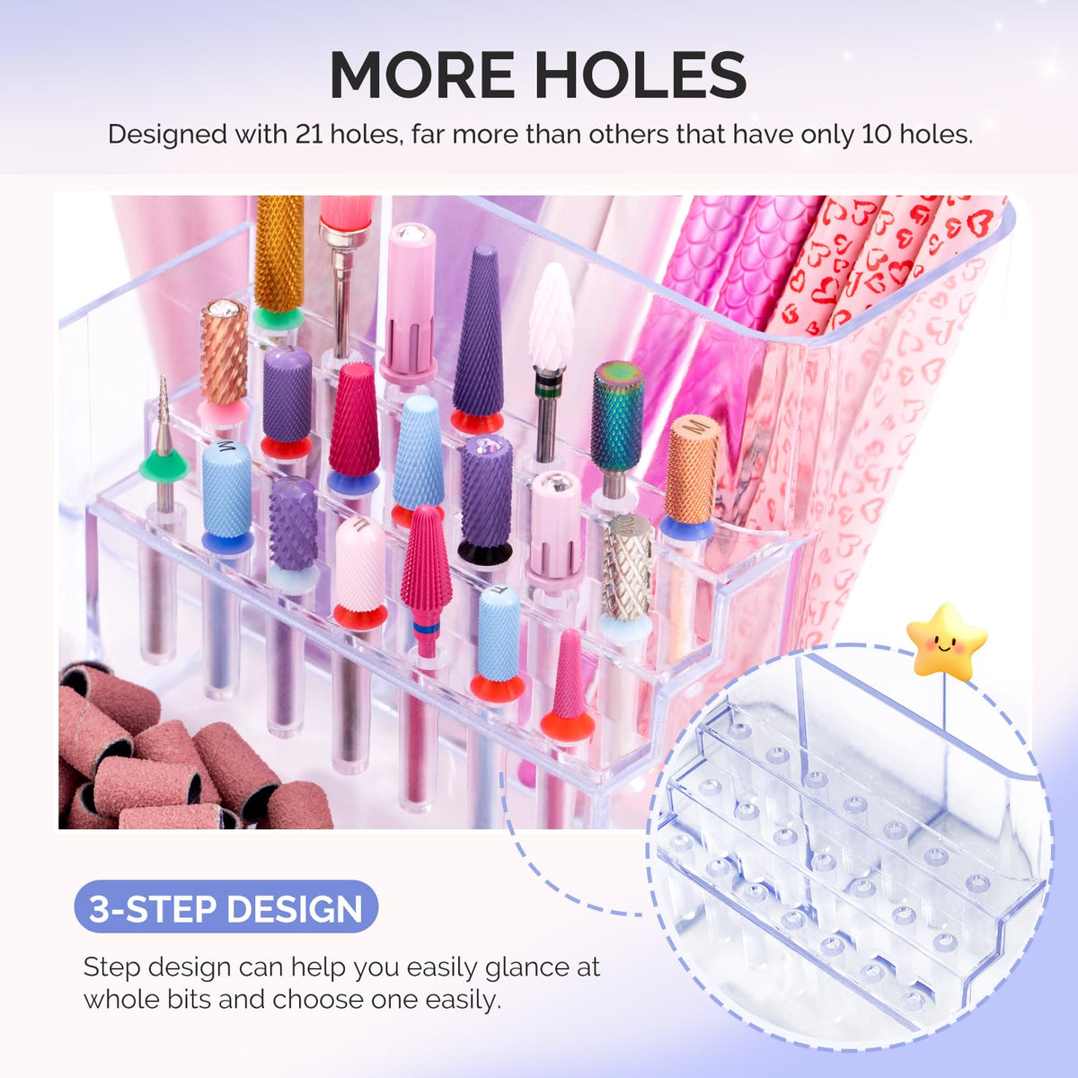 MelodySusie side compartment holding a nail drill machine for space-saving storage