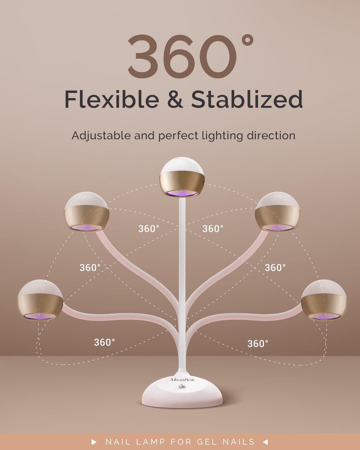 MelodySusie lamp beside hand for size comparison and portability benefit