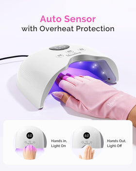 MelodySusie lamp next to a hand for size comparison and portability benefit
