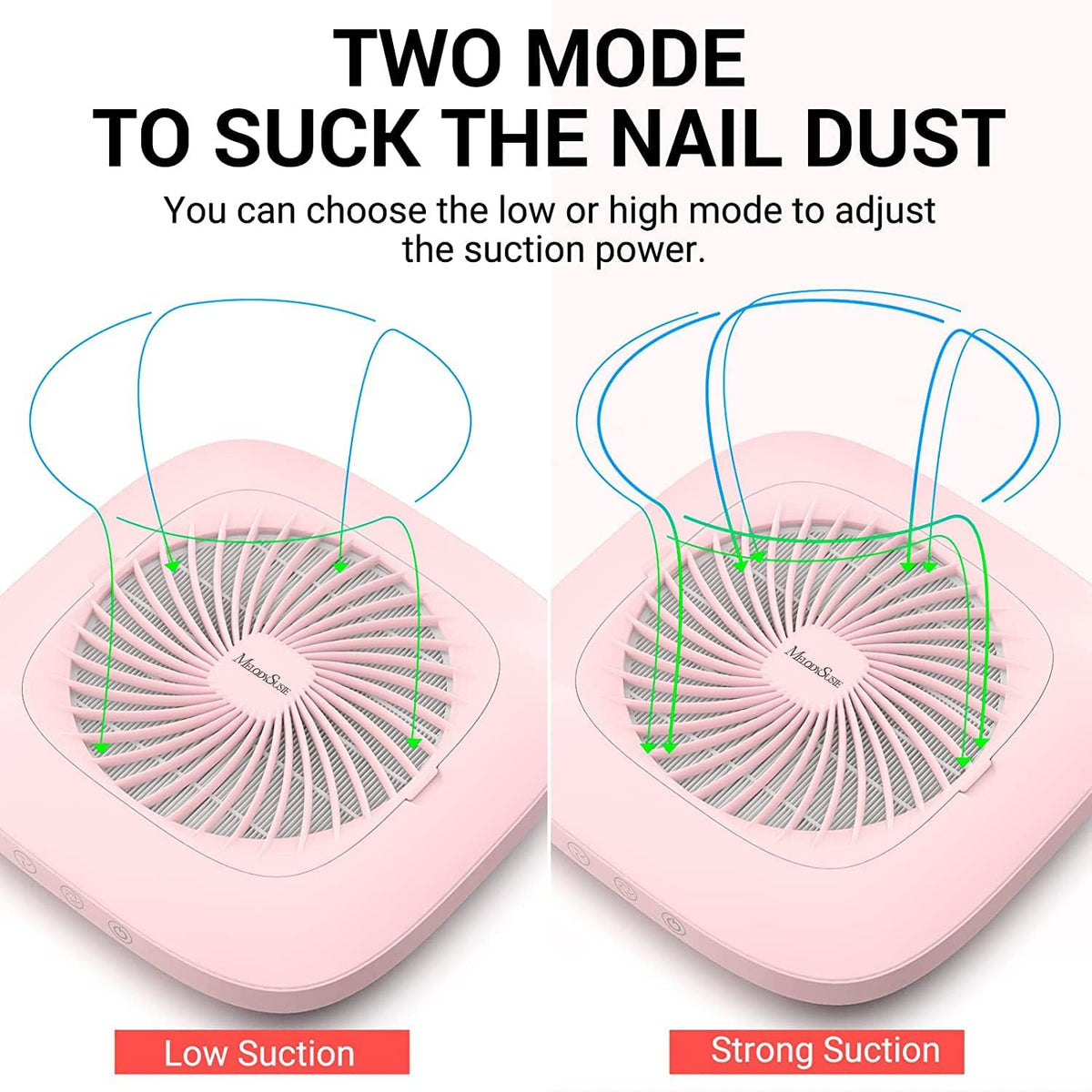 MelodySusie unit in salon use capturing dust during a manicure for safer air quality
