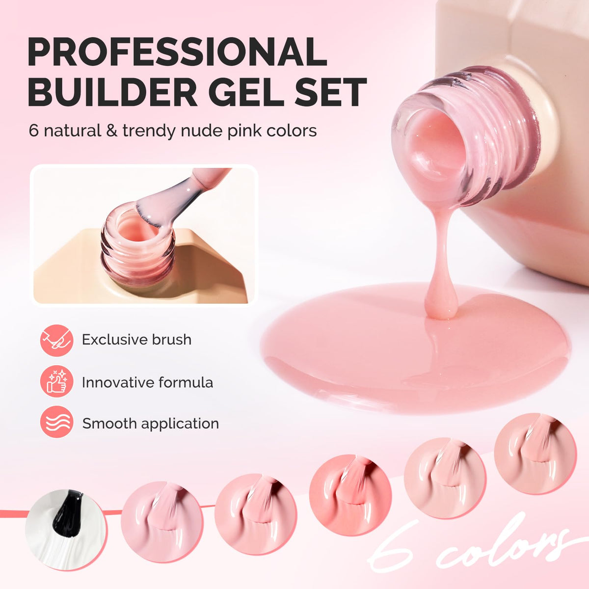 MelodySusie brush stroke showing creamy builder gel texture for smooth layering