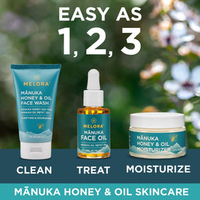 Night routine scene applying MELORA oil before bed for overnight hydration benefit