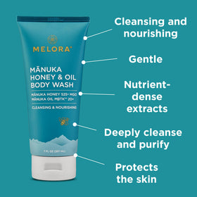 MELORA creamy lather close-up demonstrating gentle cleansing