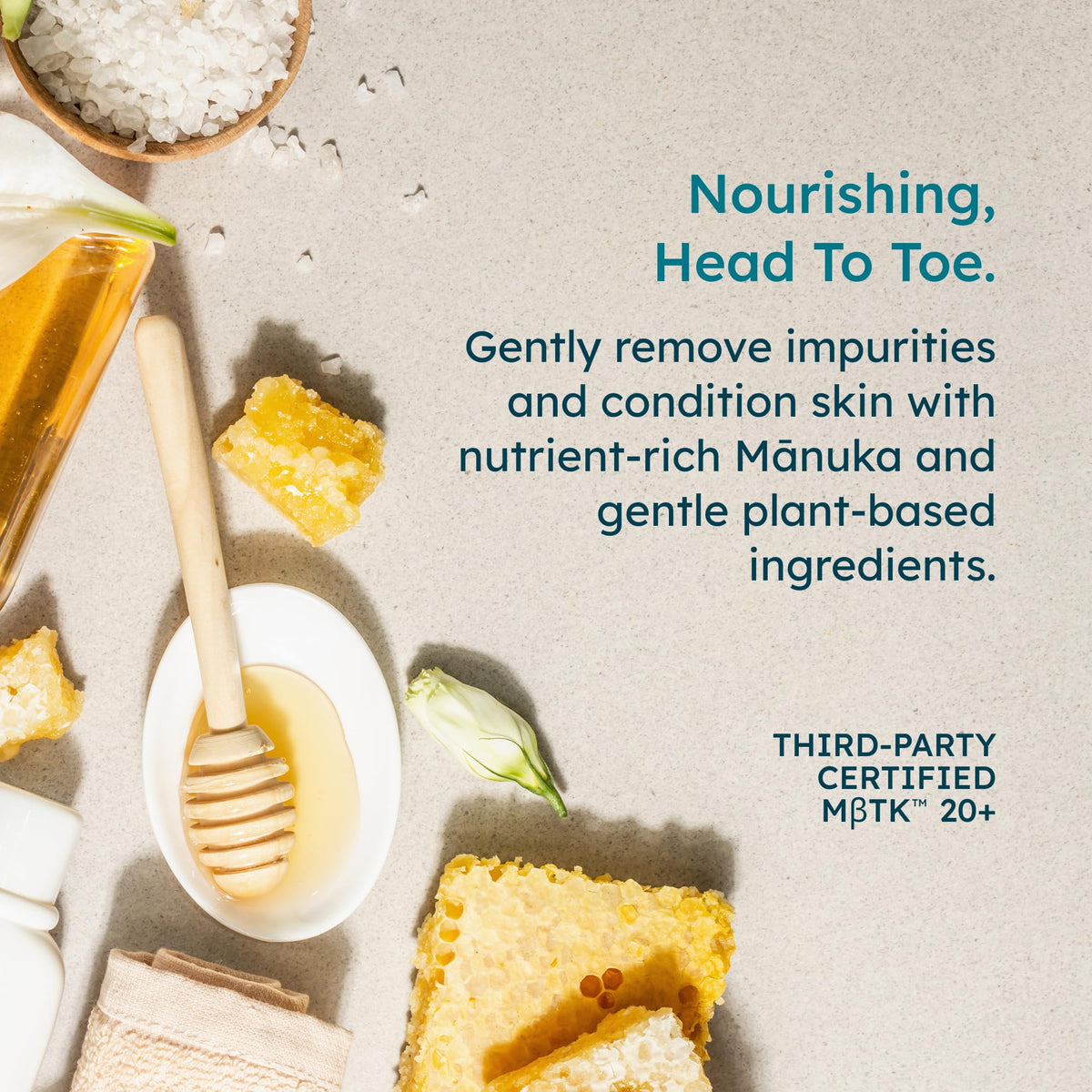 MELORA Manuka honey jar ingredient emphasizing moisturizing benefits