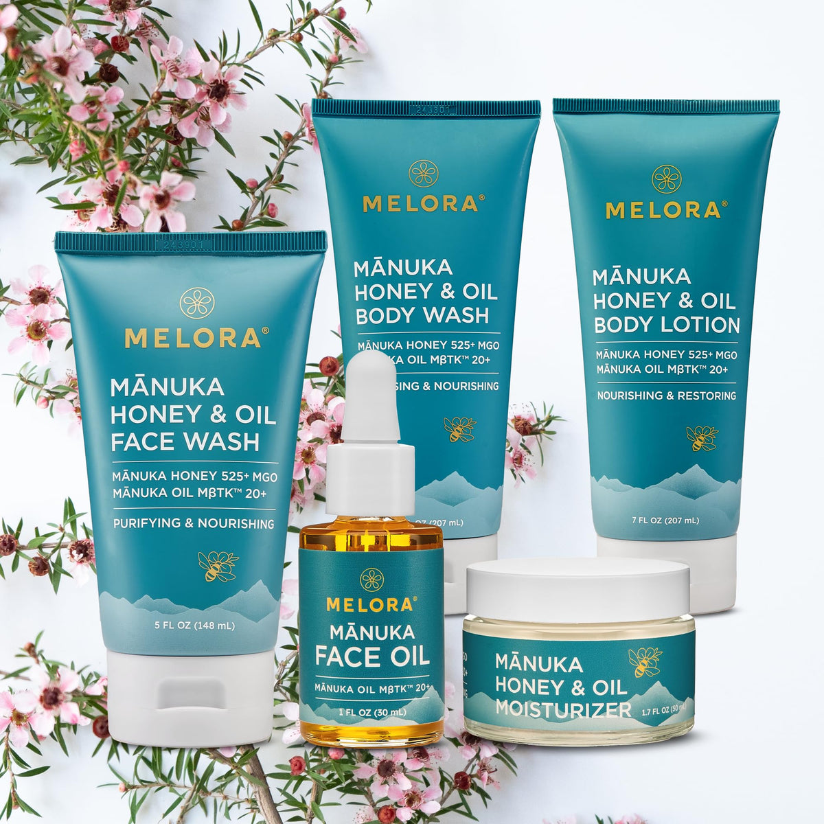 MELORA bottle next to coin to show compact travel size