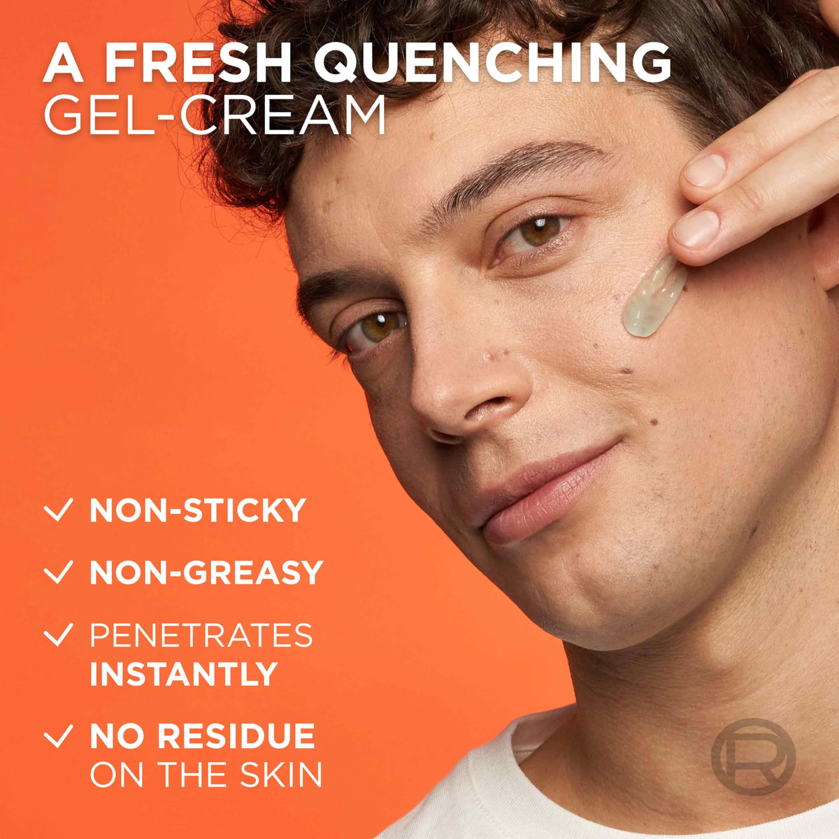 MEN EXPERT gel dispensed on hand illustrating fast absorption benefit