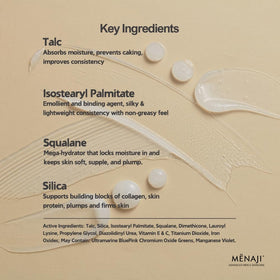 MËNAJI compact open revealing pressed powder and included flat pad for easy touch-ups