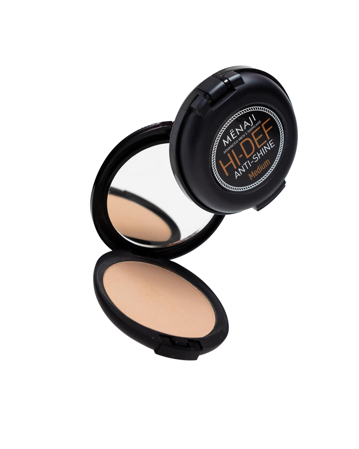 MËNAJI compact front packaging showing clean branding and matte finish benefit