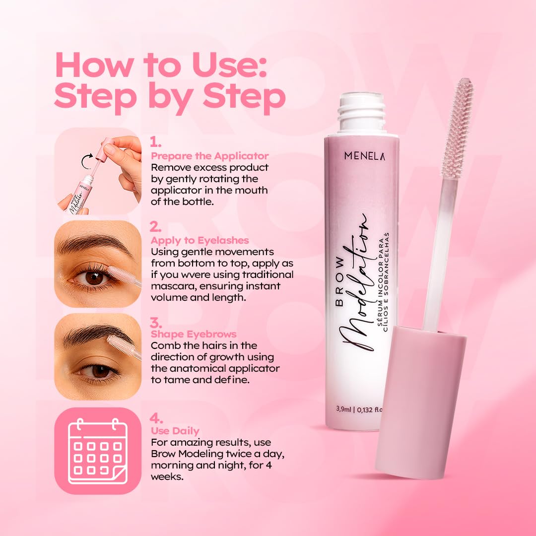 Menela applying serum to upper lash line for thicker-looking lashes