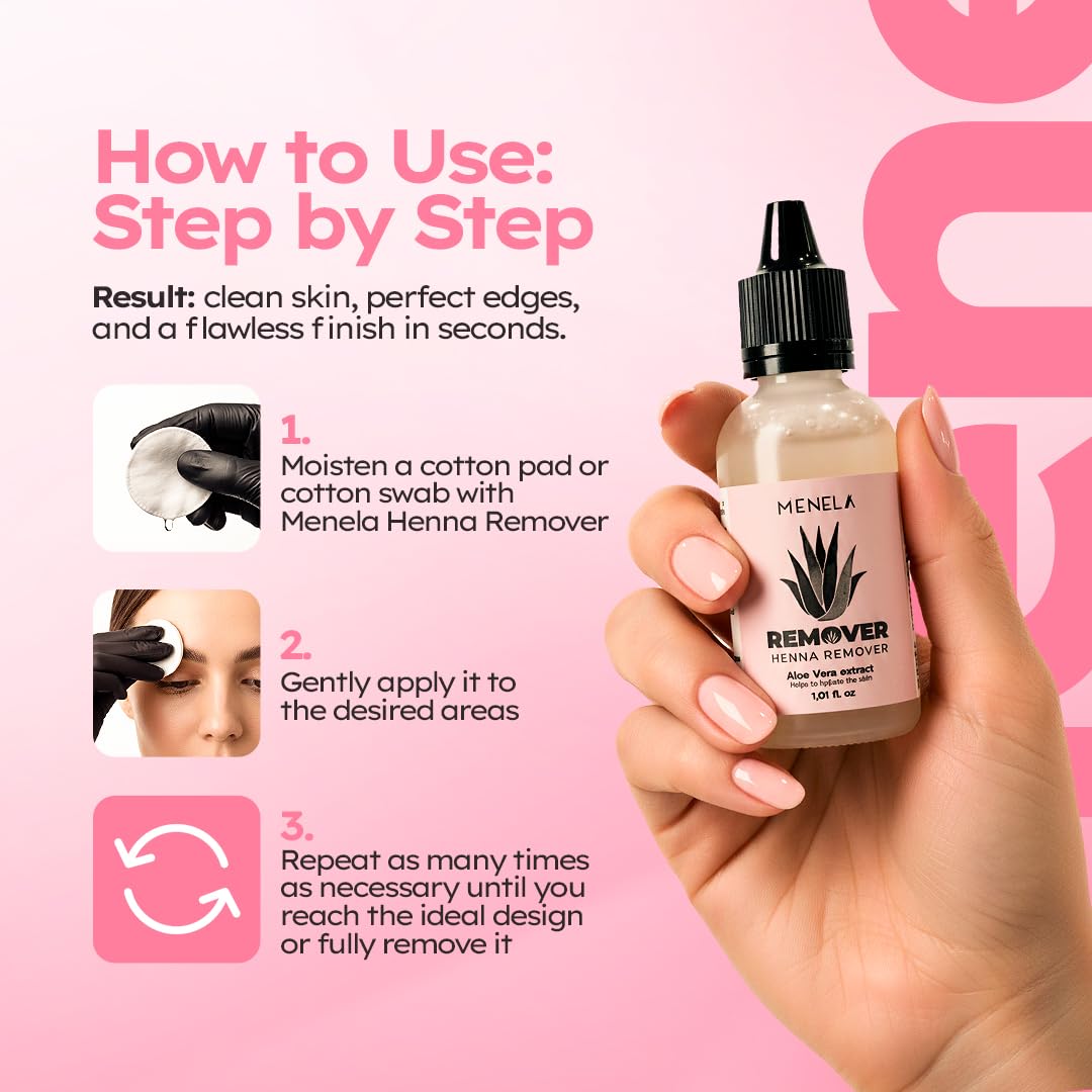 MENELA remover on bathroom counter with brow kit showing easy at-home use
