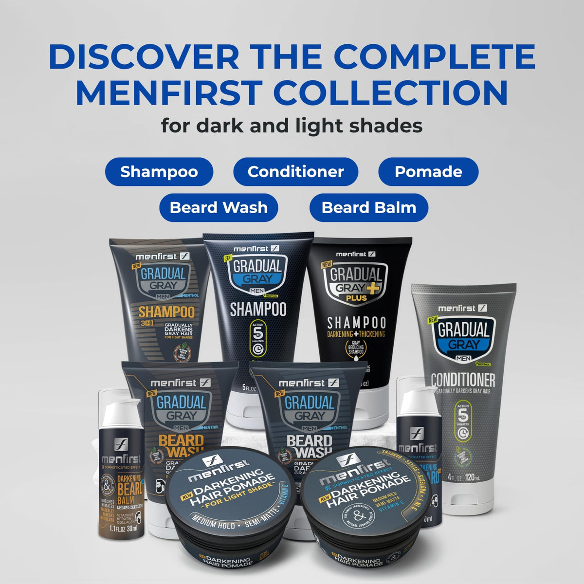 MENFIRST before and after progressive results showing subtle natural darkening