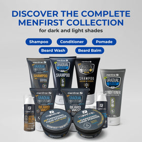 MENFIRST before and after progressive results showing subtle natural darkening