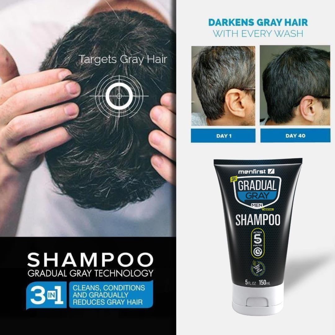 MENFIRST bottle on bathroom shelf lifestyle shot suggesting daily grooming ease