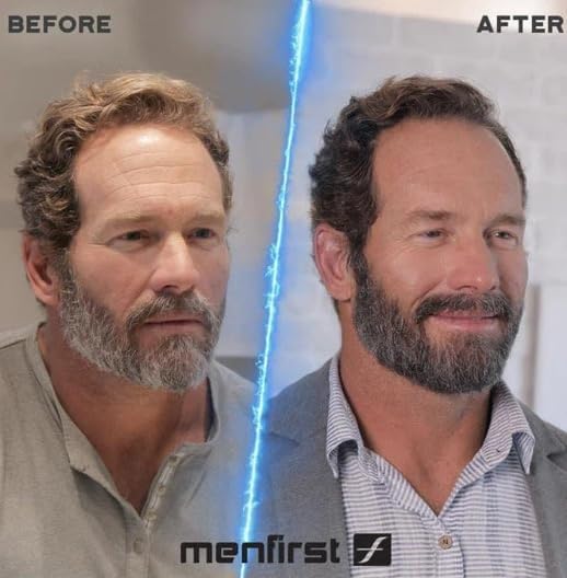 MENFIRST keratin and collagen visual representing strengthening and thicker hair