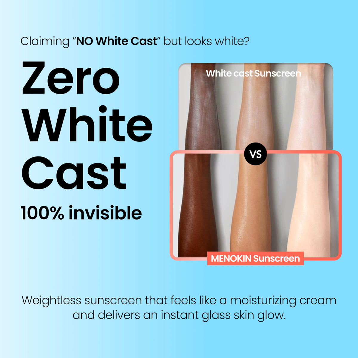 MENOKIN sunscreen spread on hand demonstrating lightweight feel