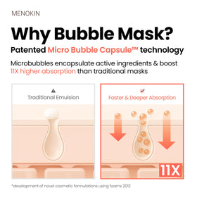 MENOKIN foam texture close-up showing micro-bubbles for fast essence absorption