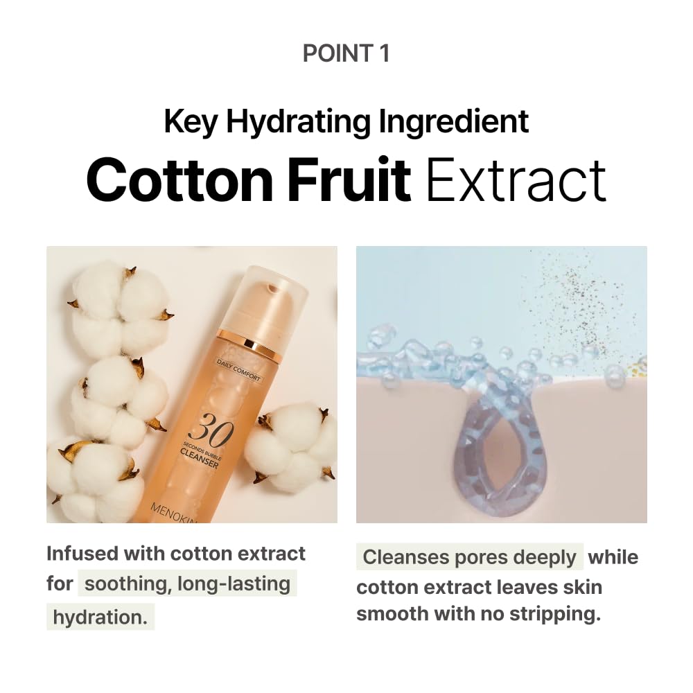 MENOKIN foam spread on cheek to show soft cleansing action