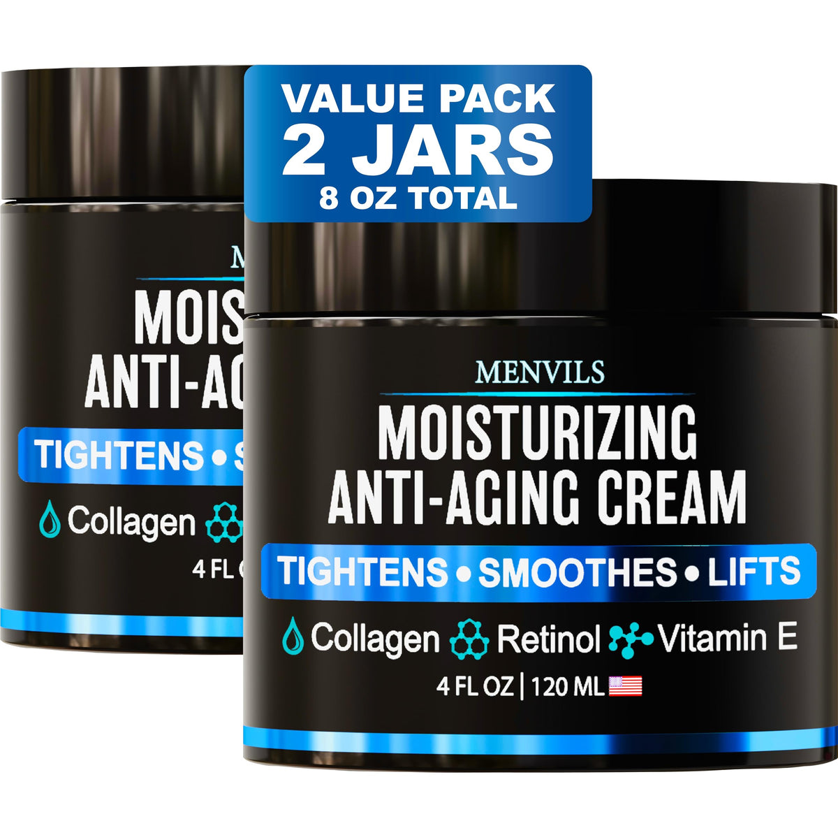 Menvils front packaging jar showing brand and convenient two-pack benefit