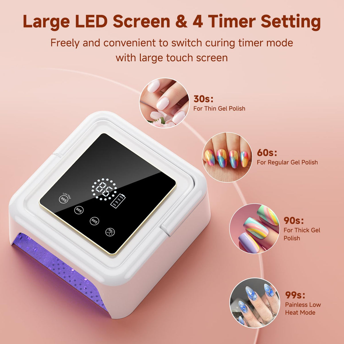 Meremit hand inside lamp while curing demonstrating automatic sensor and fast drying