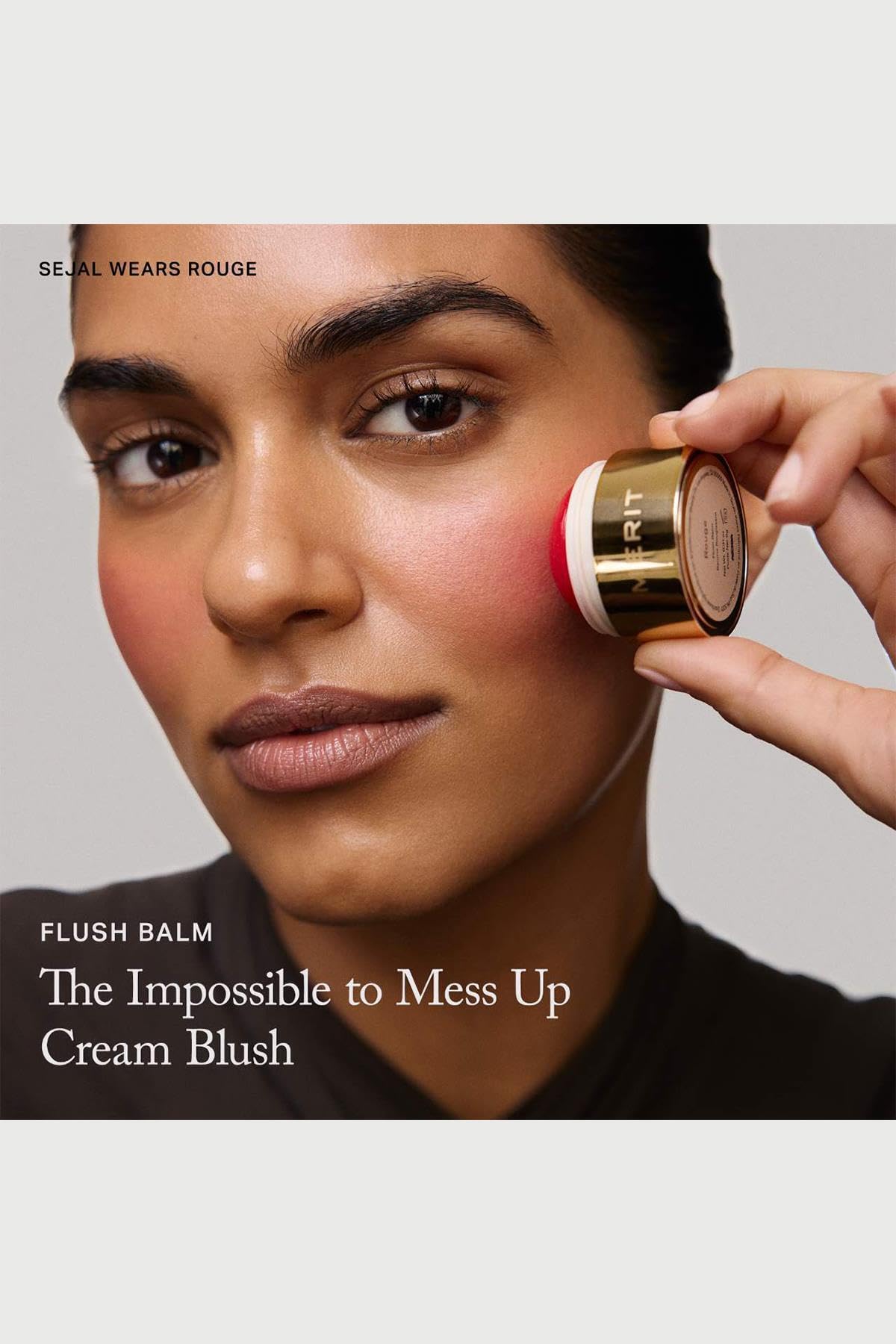 MERIT flatlay with the balm and daily essentials illustrating effortless, on-the-go glow