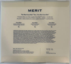 MERIT trio arranged in travel bag showing portability and routine continuity on trips