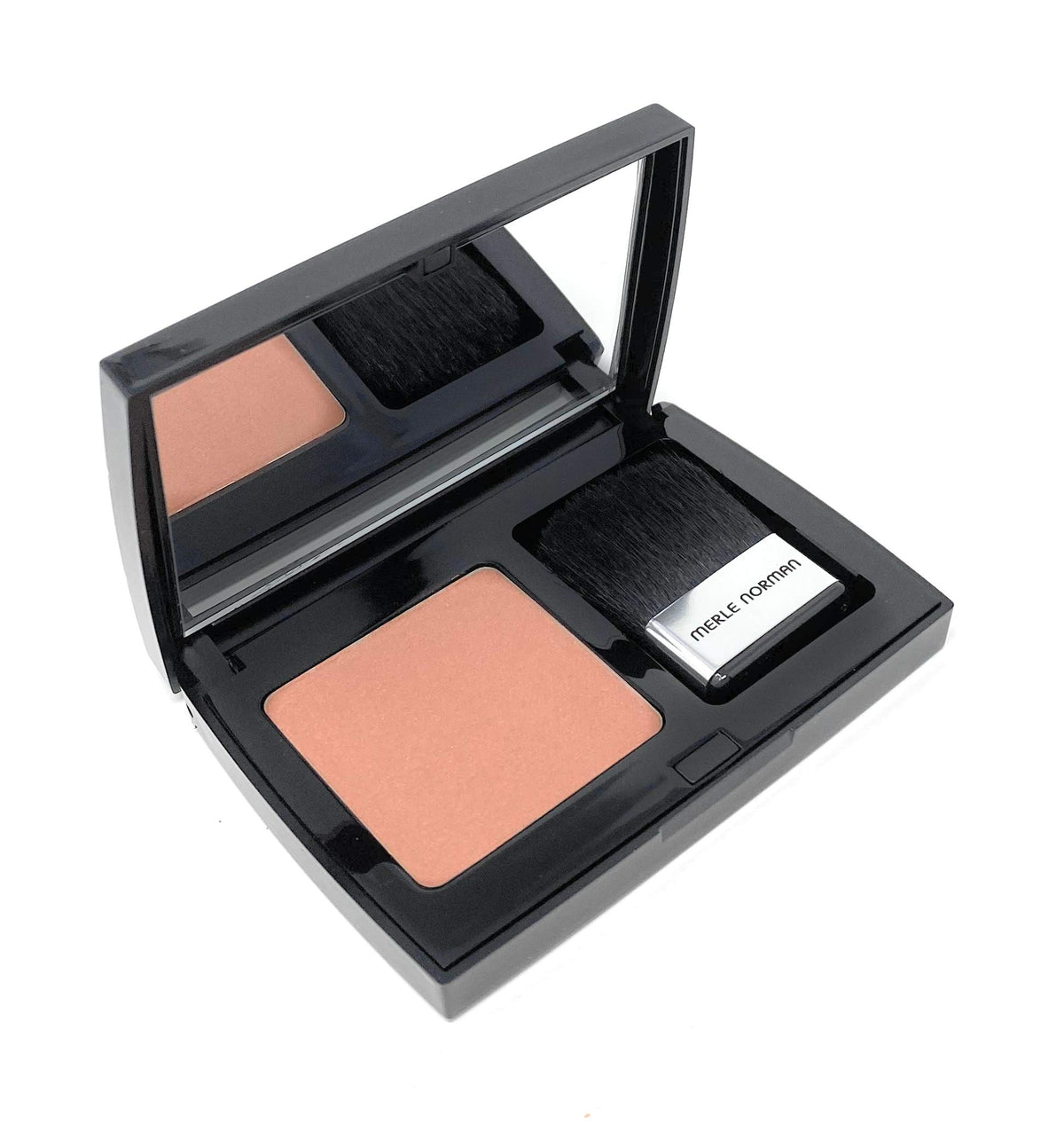 Merle Norman Dusty Rose compact front view showing packaging and shade, easy-to-use
