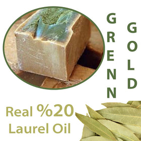 Close-up of Merlinera Aleppo soap texture and edges showing handcrafted finish and long-lasting quality