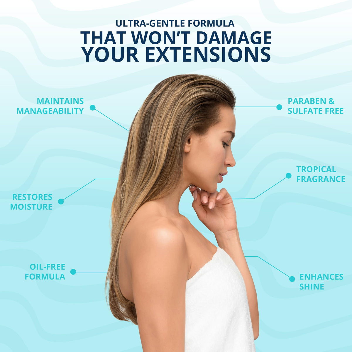 Mermaid Extension Care back label highlighting ingredient list for informed use