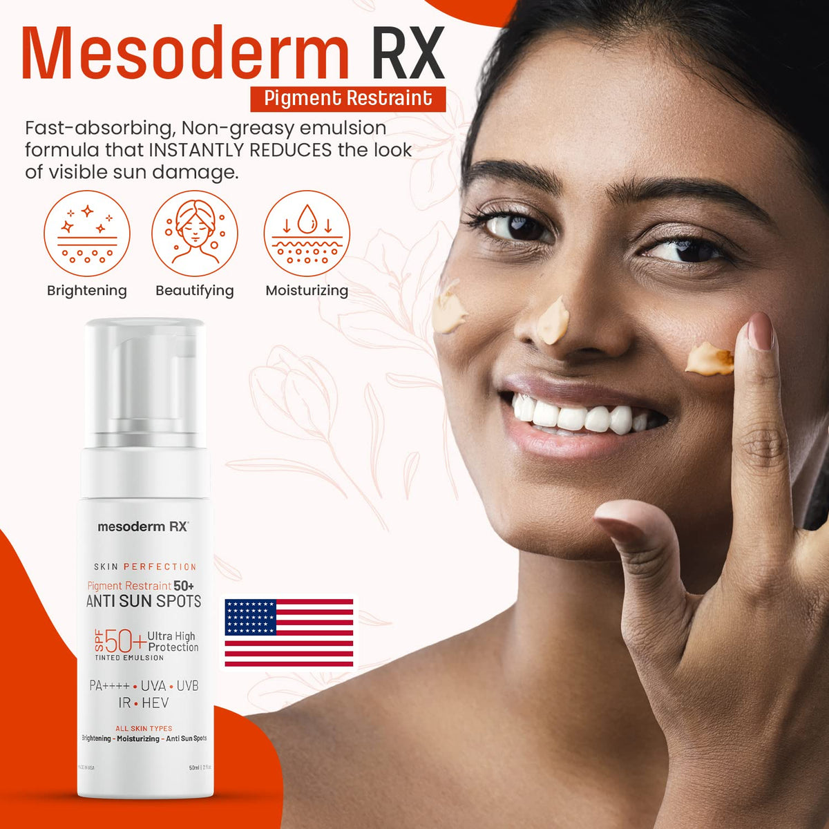 Mesoderm RX lotion spread on hand demonstrating smooth application