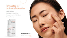 Mesoderm RX worn under makeup showing a natural finish