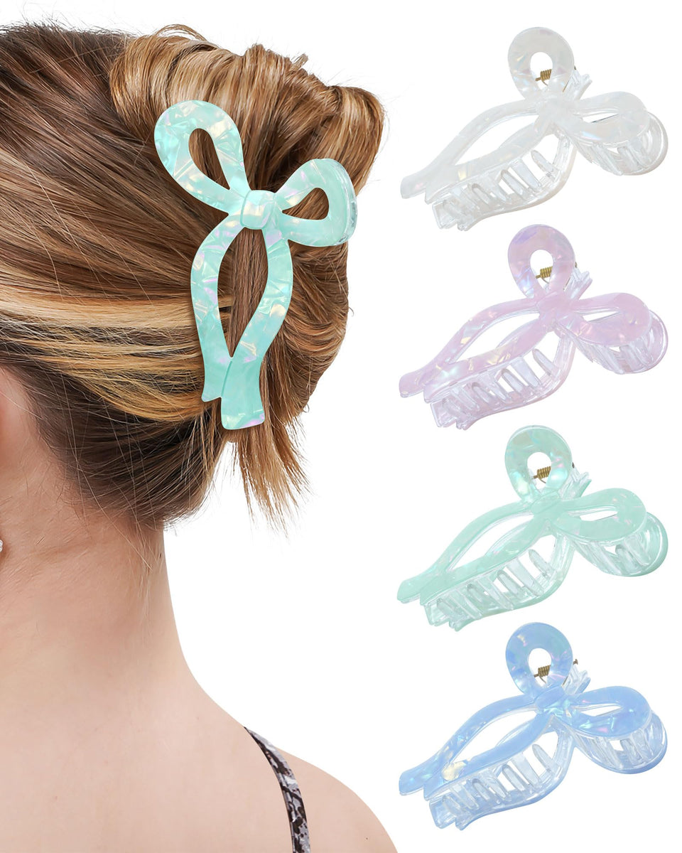 Mesovor front view of 4-pack bow clips shows colors and value
