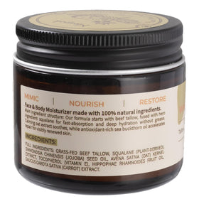 Mespok label closeup displaying ingredient list and clean-beauty claims