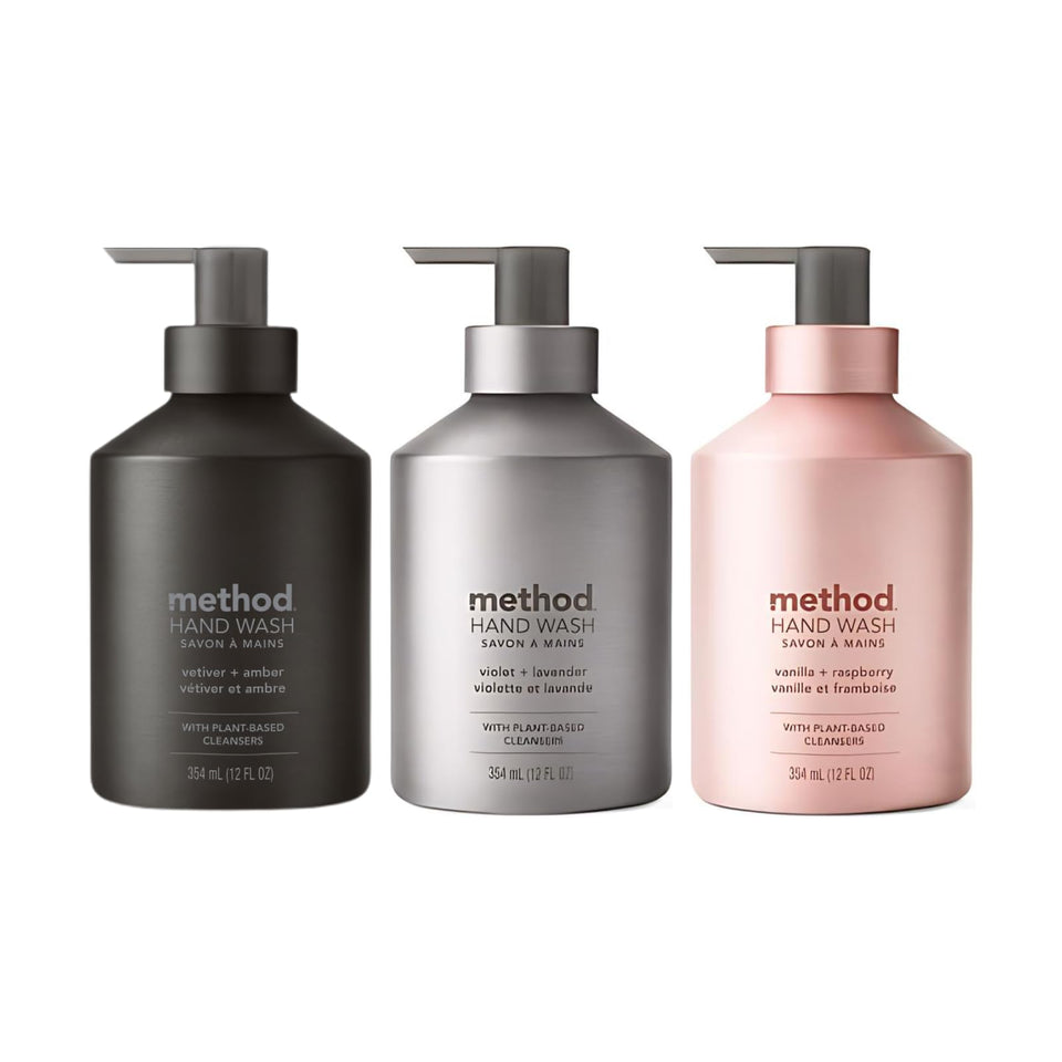 Method Amber front bottle showing warm scent and elegant packaging benefit