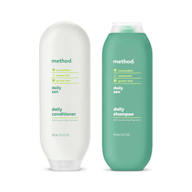 Method shampoo front bottle showing label and calming scent benefit